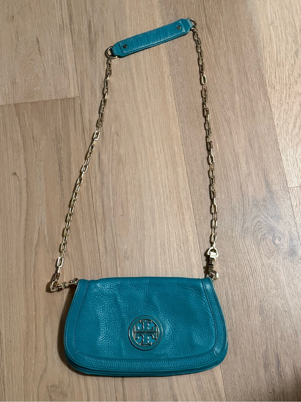 Tory Burch Teal Green Leather Amanda Crossbody Bag